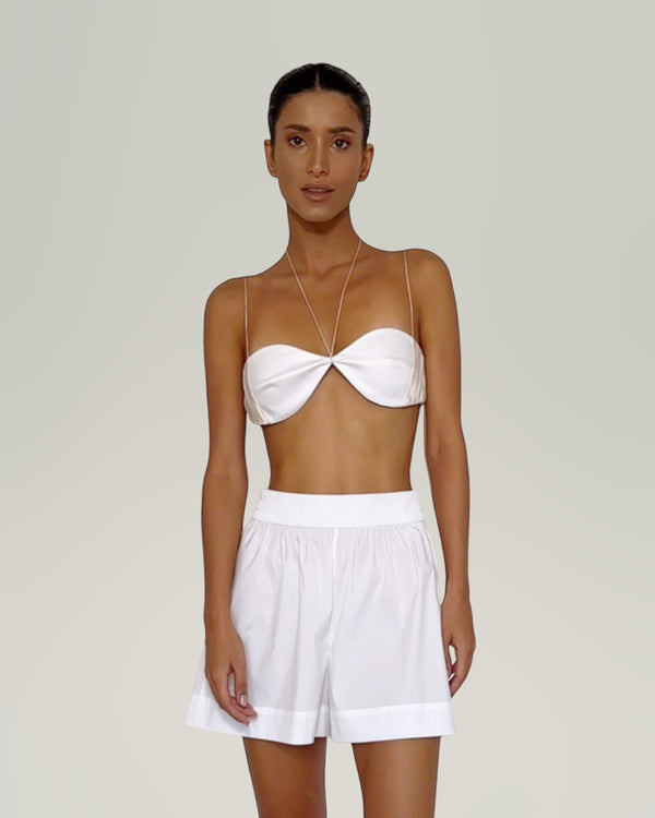 RHEA SATIN-COTTON BRA DECORATED WITH SILK